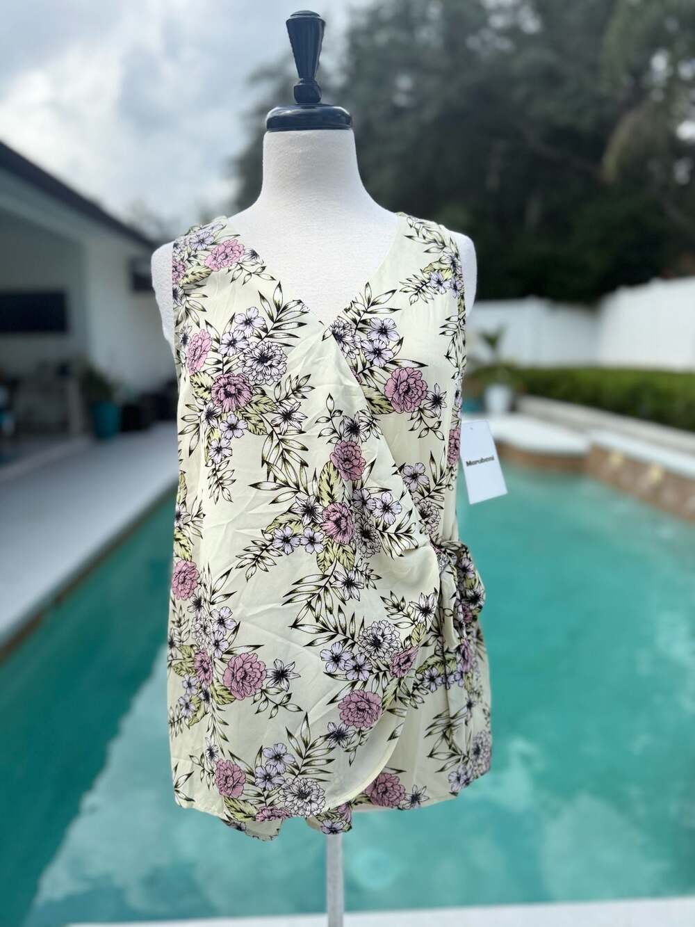Emaline Sleeveless Faux Wrap Floral Print Top
